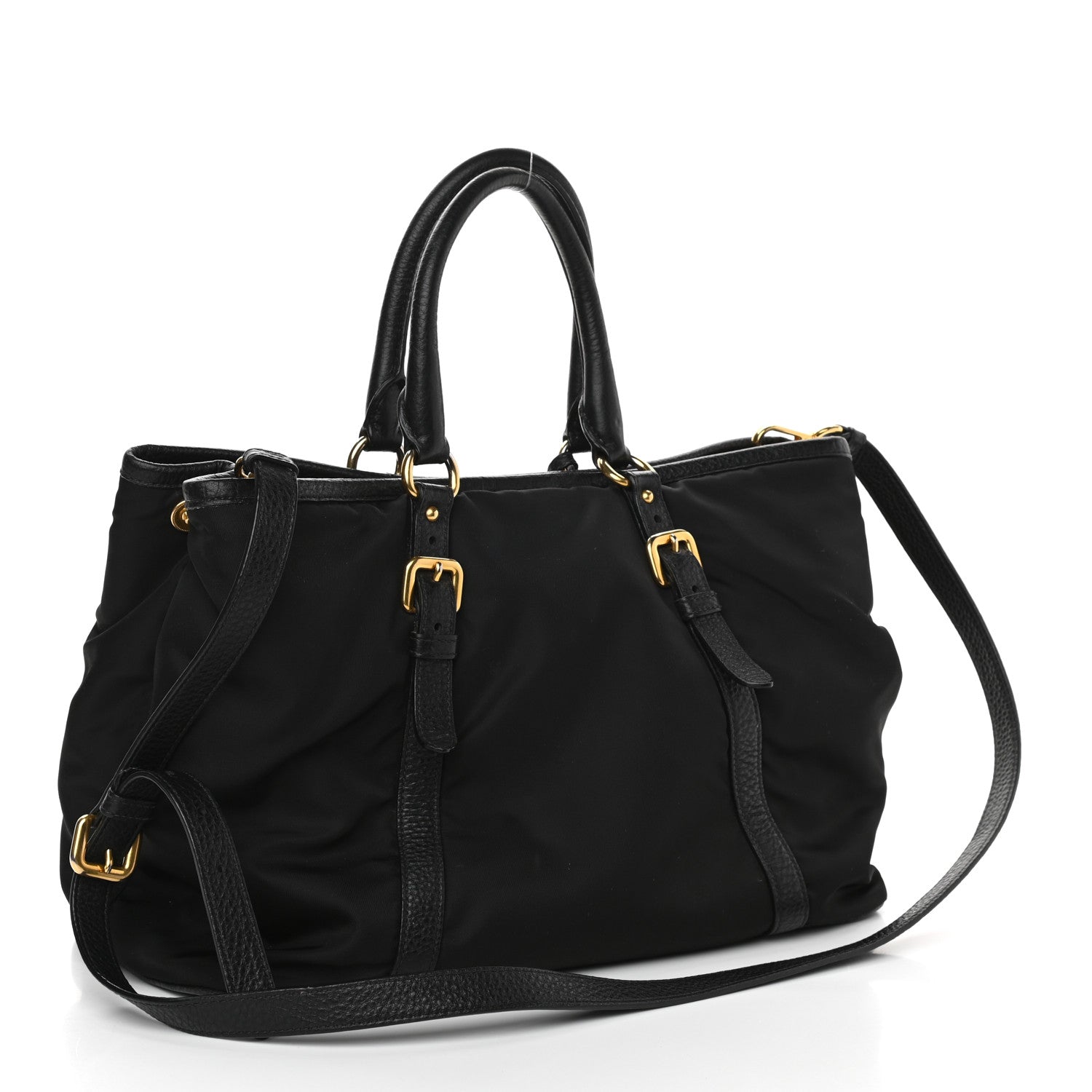 Prada Tessuto Nylon Saffiano Tote Black 3 of 13