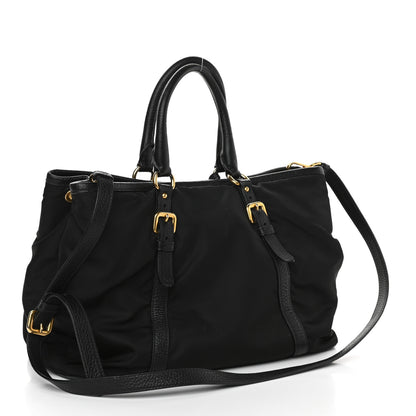Prada Tessuto Nylon Saffiano Tote Black 3 of 13