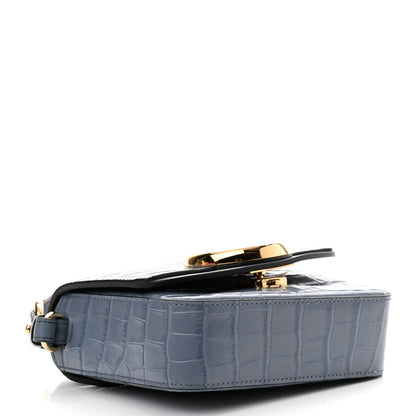 Chloe Calfskin Crocodile Embossed Mini C Double Carry Ash Blue 4 of 8