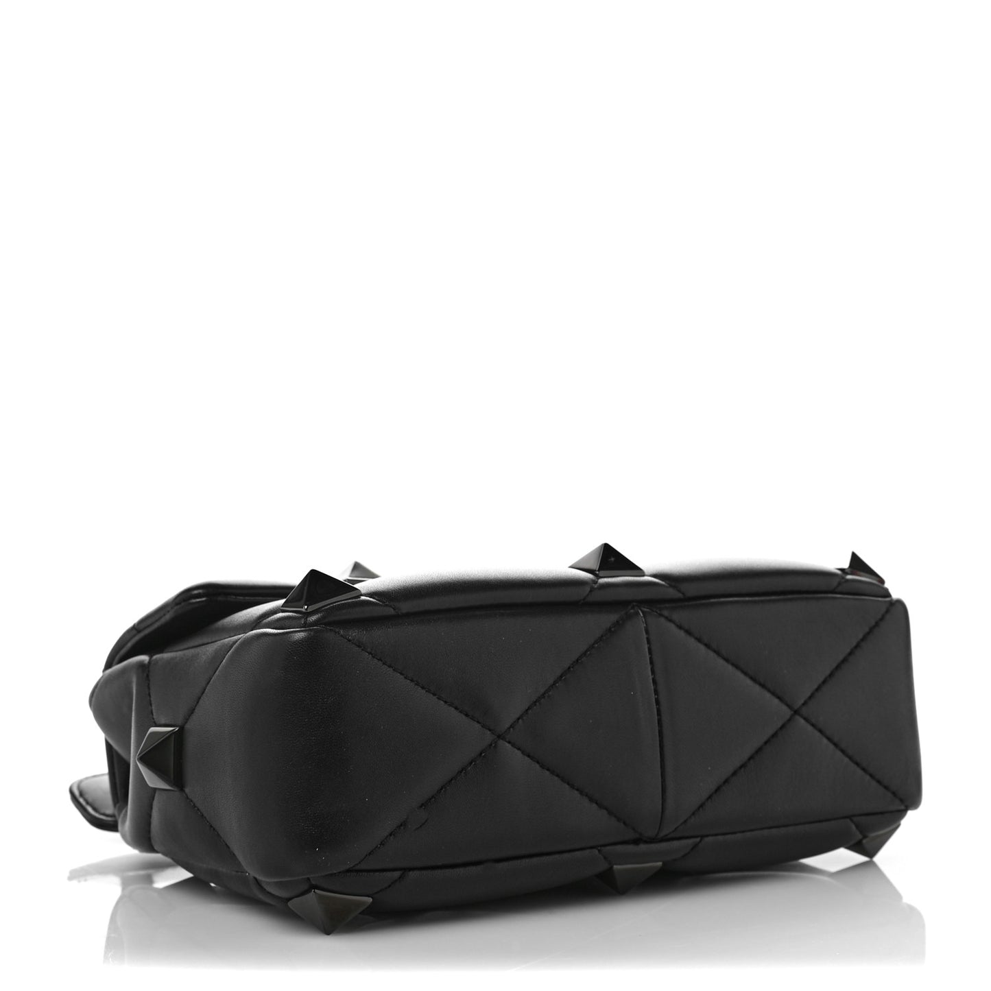 Nappa Monochrome Medium Roman Stud Shoulder Bag Black