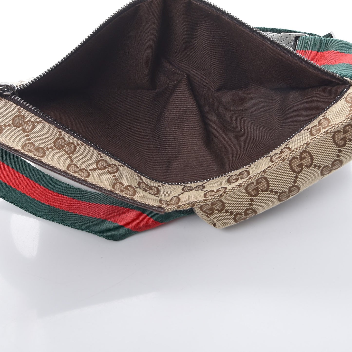 GG Monogram Double Pocket Belt Bag Dark Brown