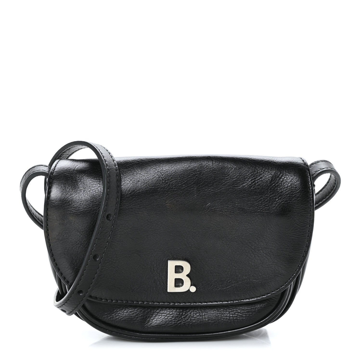 Balenciaga Calfskin Soft B Round Crossbody Bag XS Black 1 of 7