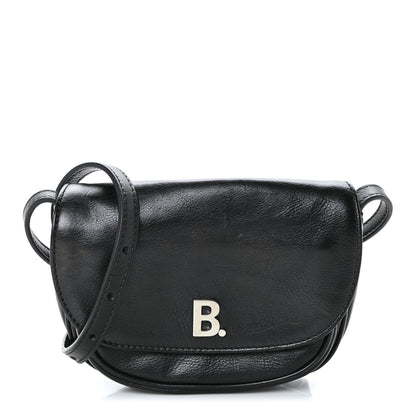 Balenciaga Calfskin Soft B Round Crossbody Bag XS Black 1 of 7