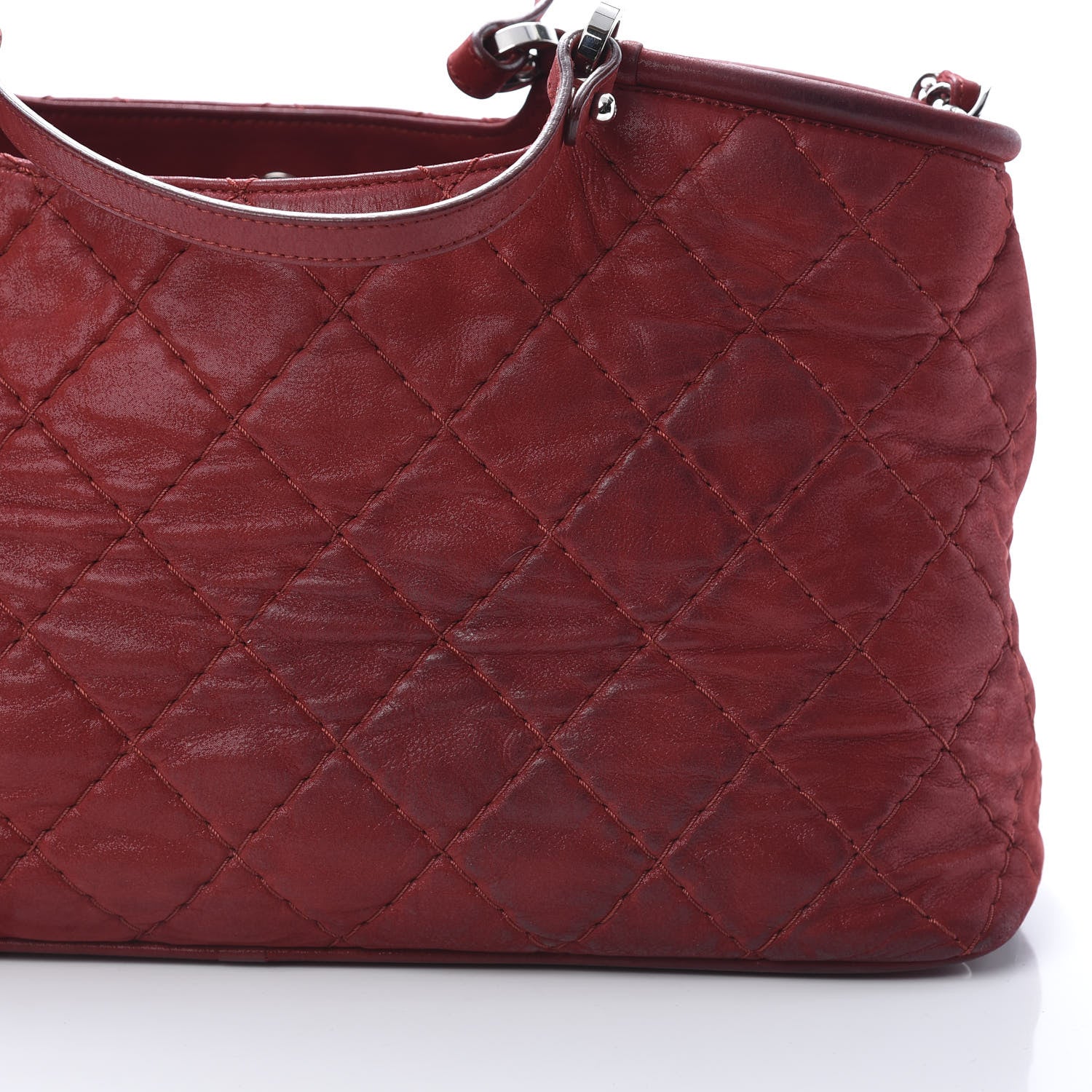 Chanel Iridescent Calfskin Quilted Small Sea Hit Tote Red 13 of 16