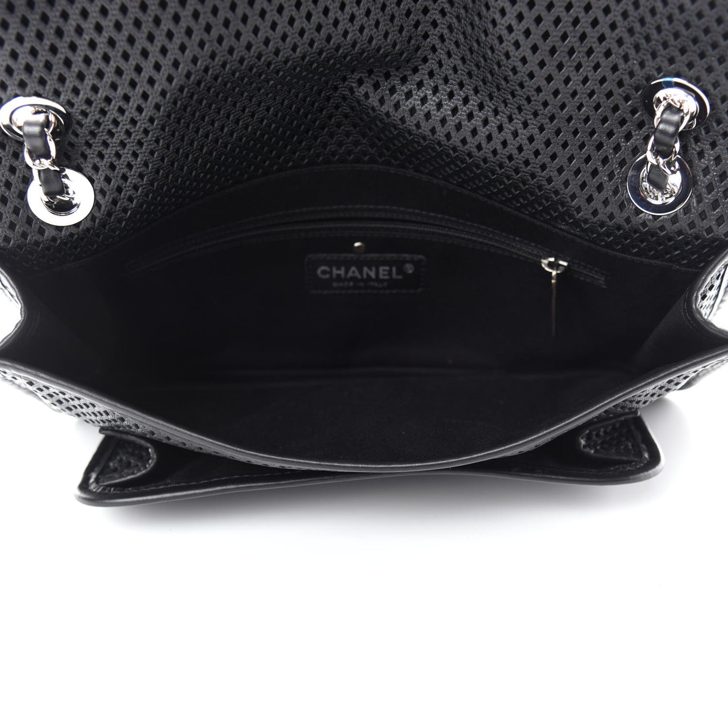 Perforated Calfskin Large Up In The Air Flap Black