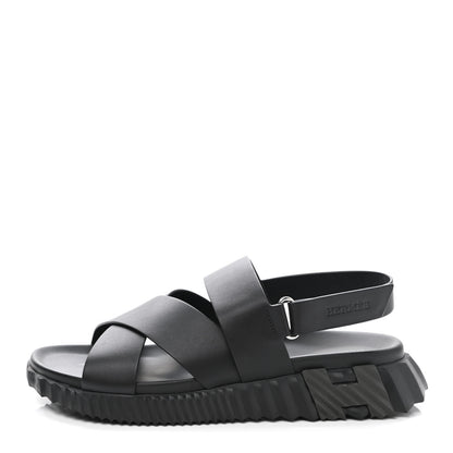 Hermes Calfskin Goatskin Mens Electric Sandals 44 Black 1 of 9