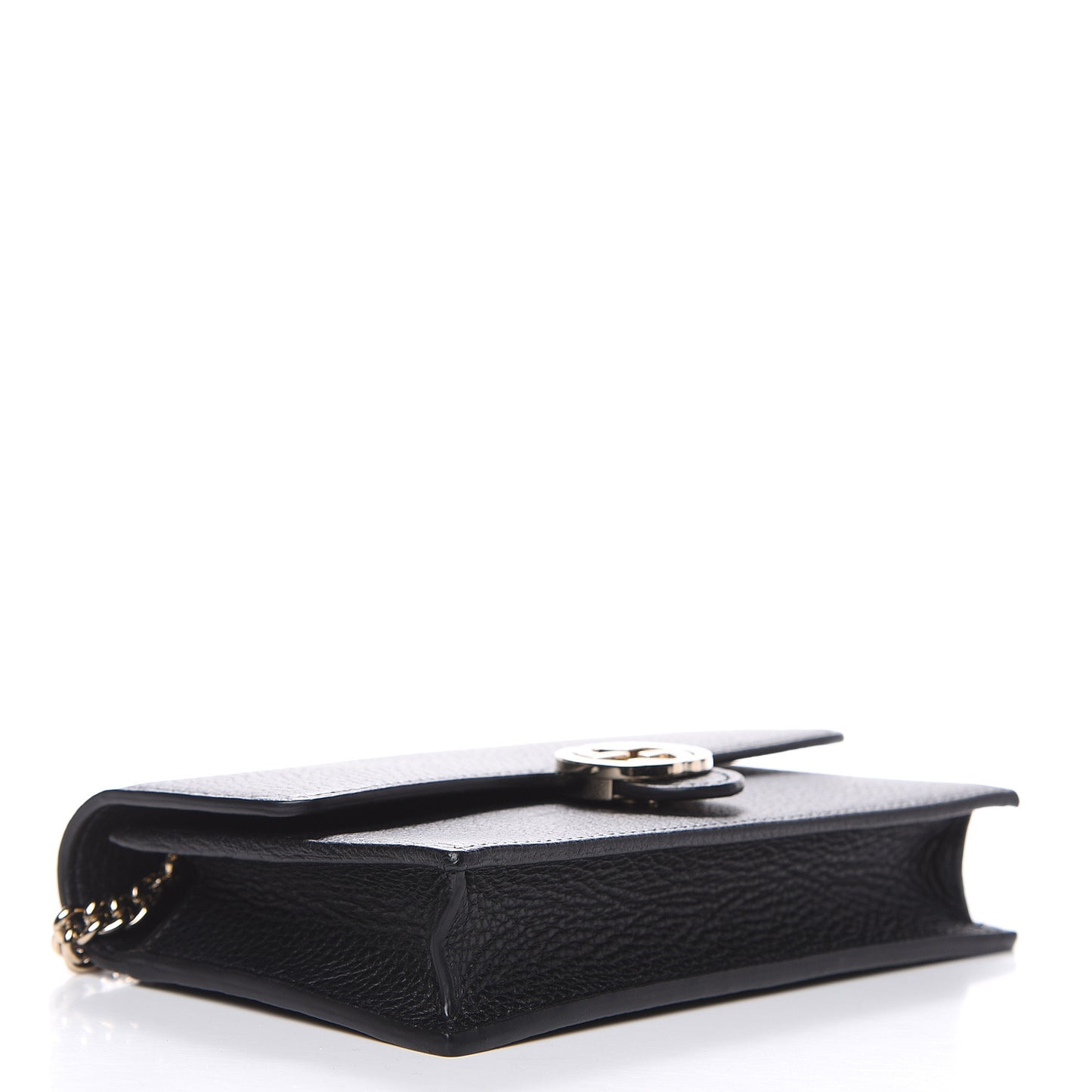 Dollar Calfskin Interlocking G Chain Wallet Black