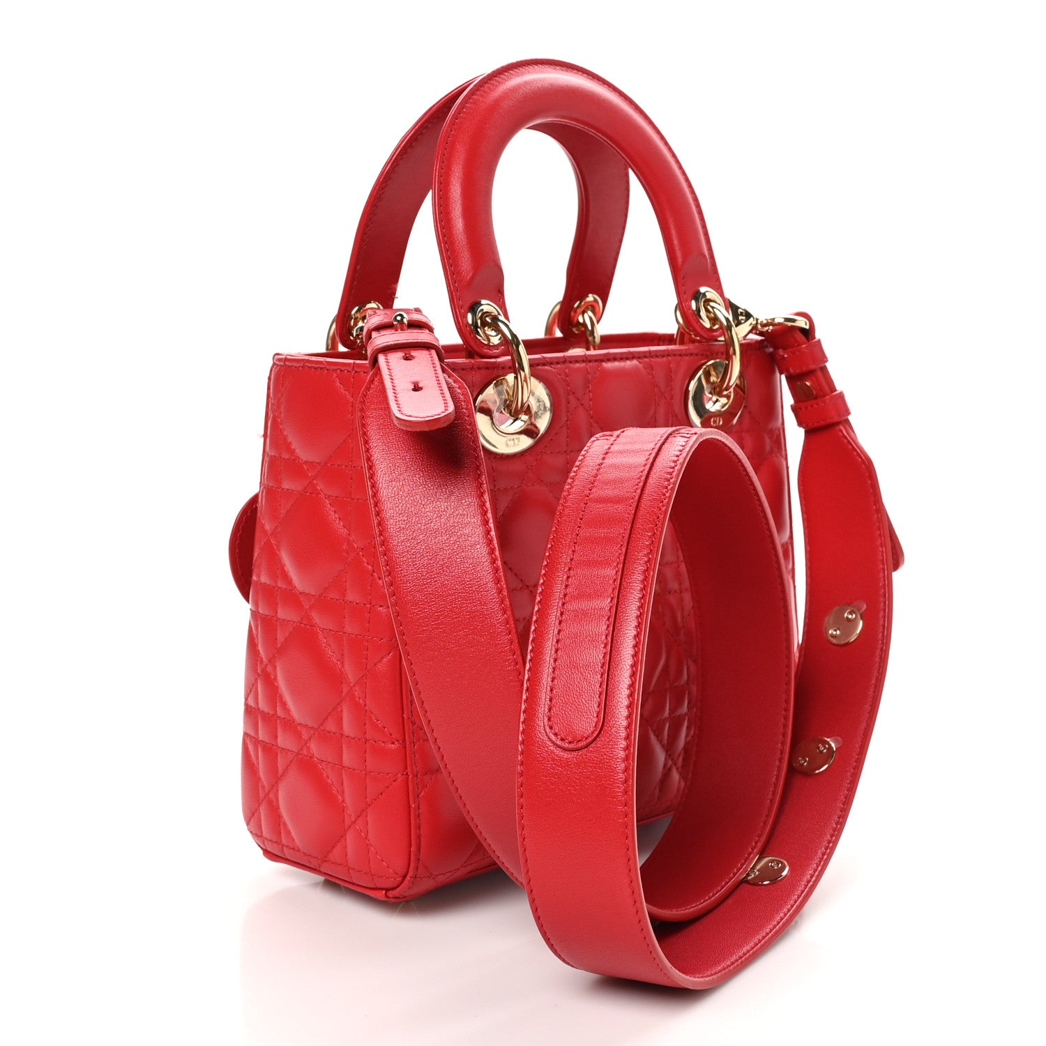 Christian Dior Lambskin Cannage Small Lucky Badges My Lady Dior Red 3 of 11
