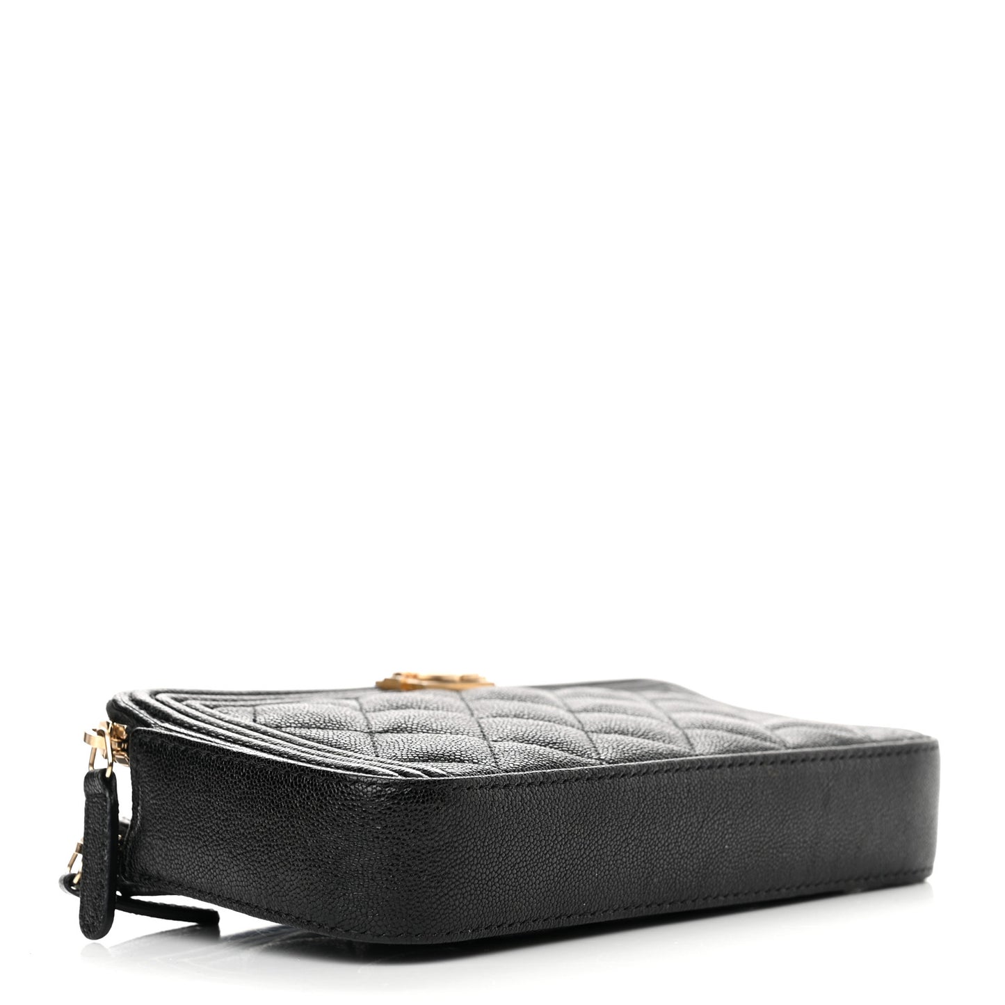 Caviar Quilted Small Boy Clutch With Chain Black