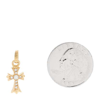 Chrome Hearts 22K Yellow Gold Diamond Baby Fat Cross Pave Pendant 2 of 4