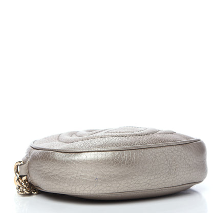 Gucci Metallic Pebbled Calfskin Mini Soho Chain Bag Golden Beige 3 of 11
