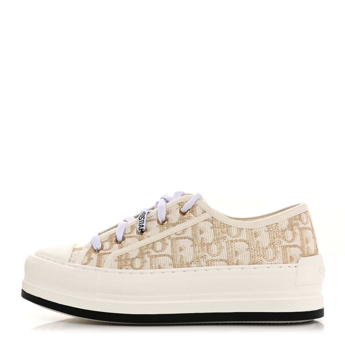 Canvas Lurex Oblique Walk'N'Dior Platform Sneakers 37.5 Pale Gold