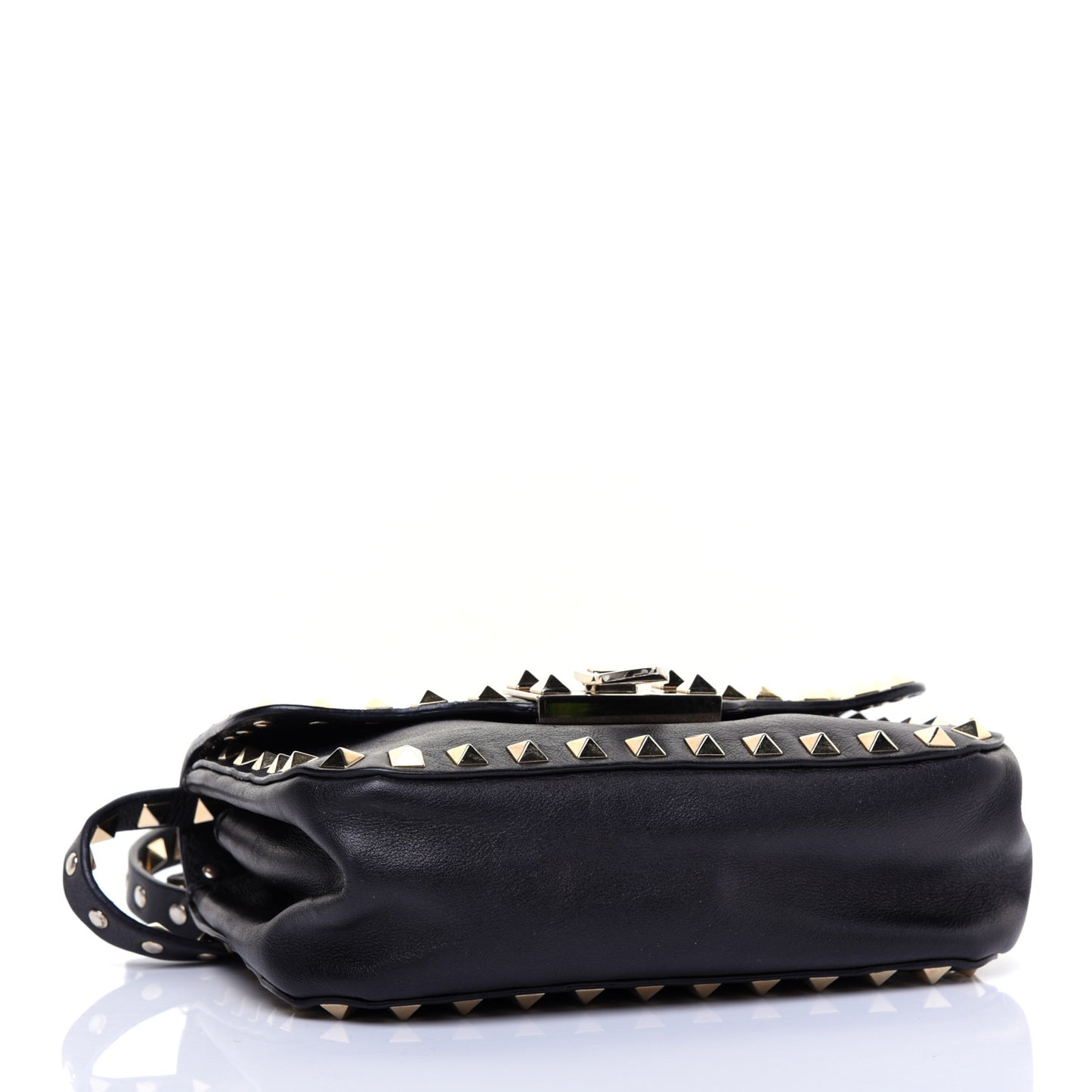 Vitello Mini Rockstud Flap Saddle Crossbody Bag Black