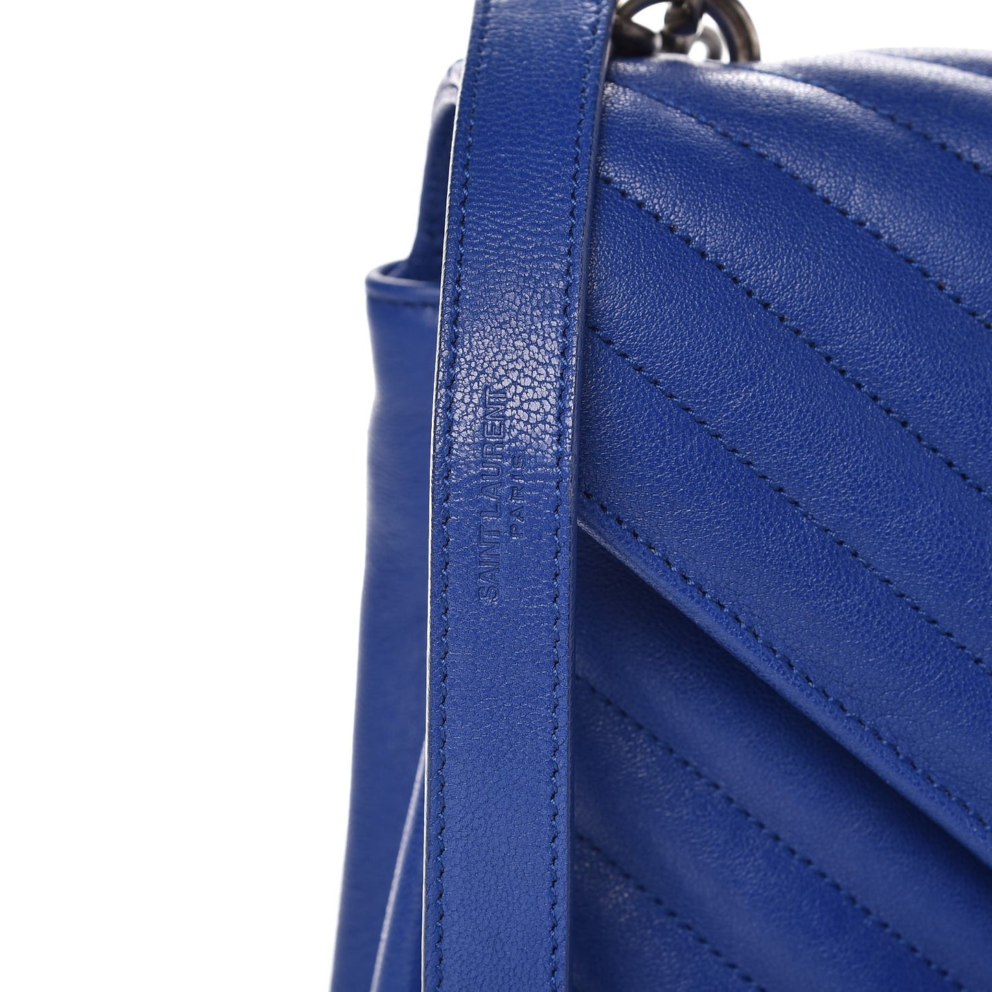 Sheepskin Matelasse Chevron Monogram Medium College Bag Royal Blue