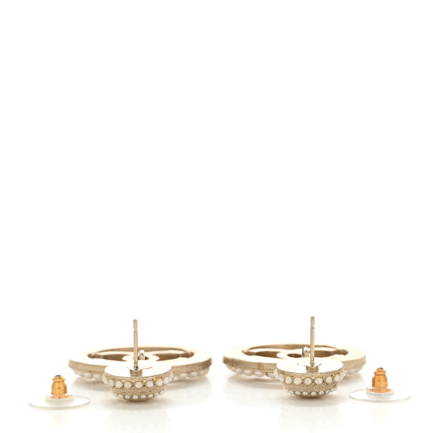 Chanel Pearl CC Drop Earrings Light Gold 4 of 5