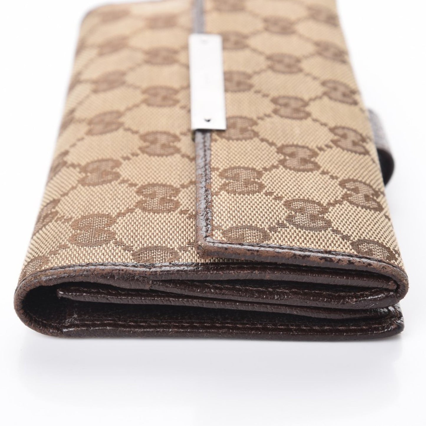 Monogram Metal Bar Continental Flap Wallet Beige Ebony Dark Brown