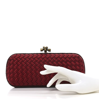 Bottega Veneta Satin Intreccio Impero Snakeskin Stretch Knot Clutch Red 2 of 8