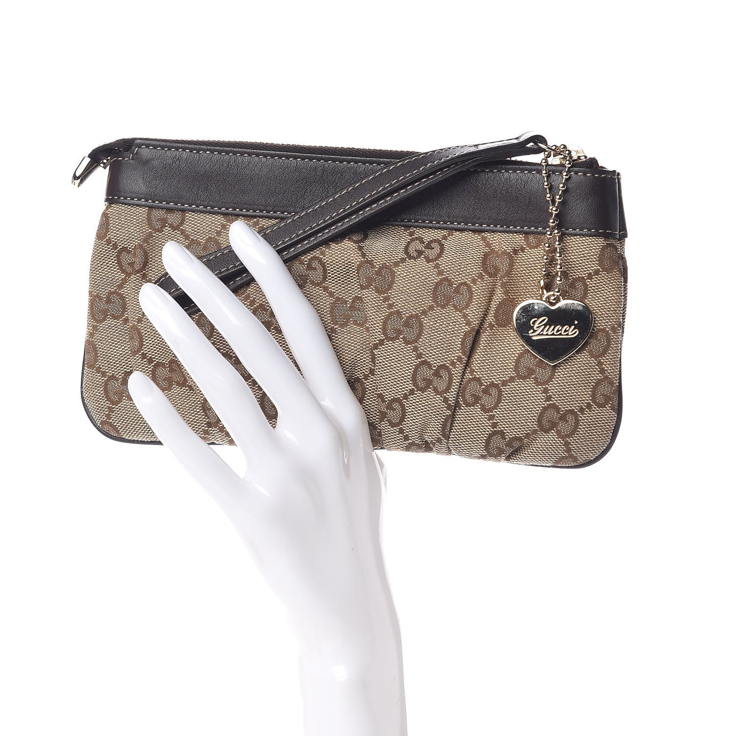 Gucci Monogram Hearts Wristlet Dark Brown 2 of 10