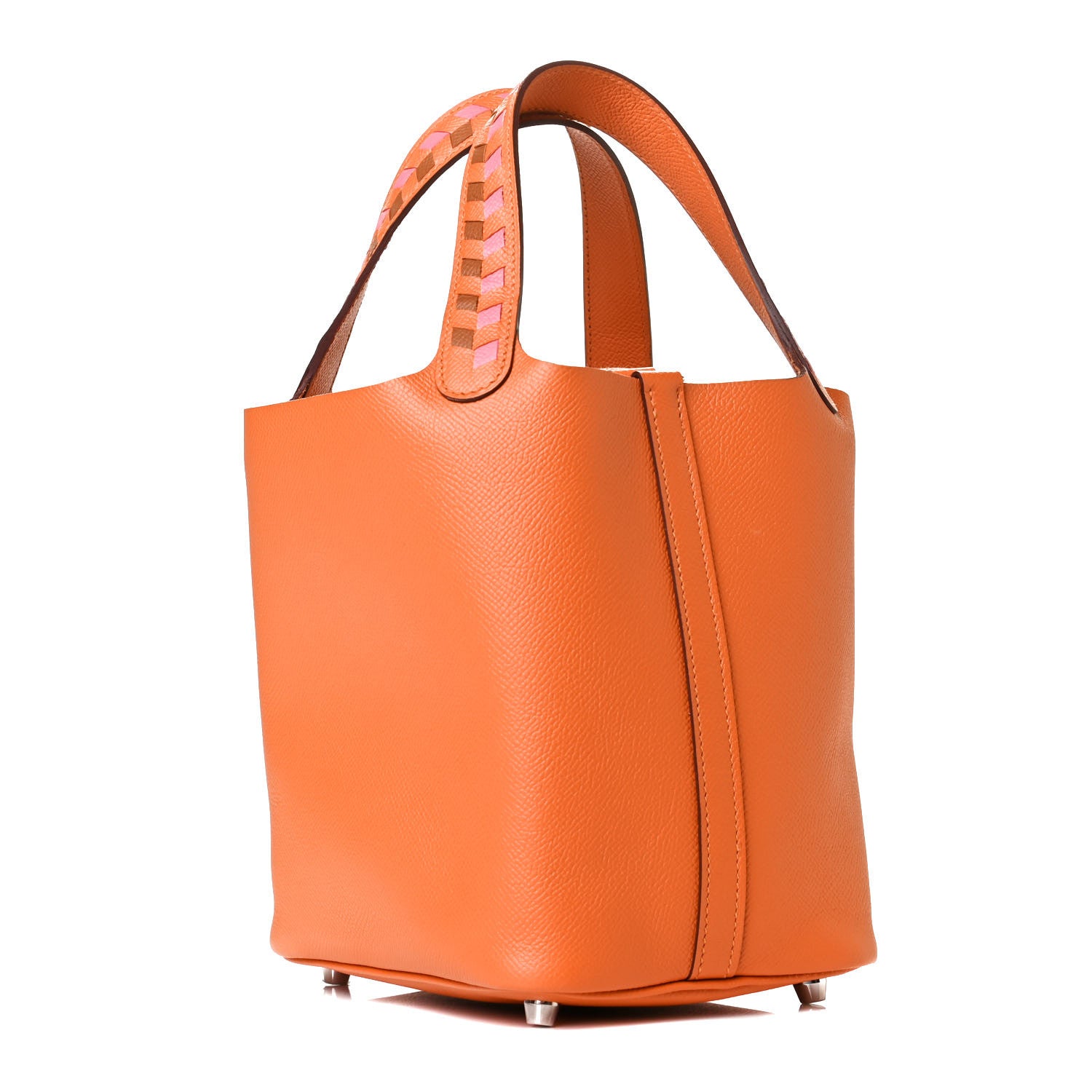 Hermes Epsom Tressage De Cuir Picotin Lock 18 PM Abricot Rose Azalee Gold 2 of 7
