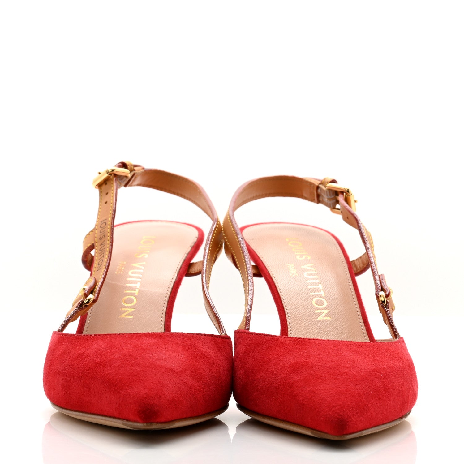 Louis Vuitton Suede Baby Goat Blossom Slingback Pumps 36 Rouge 2 of 11