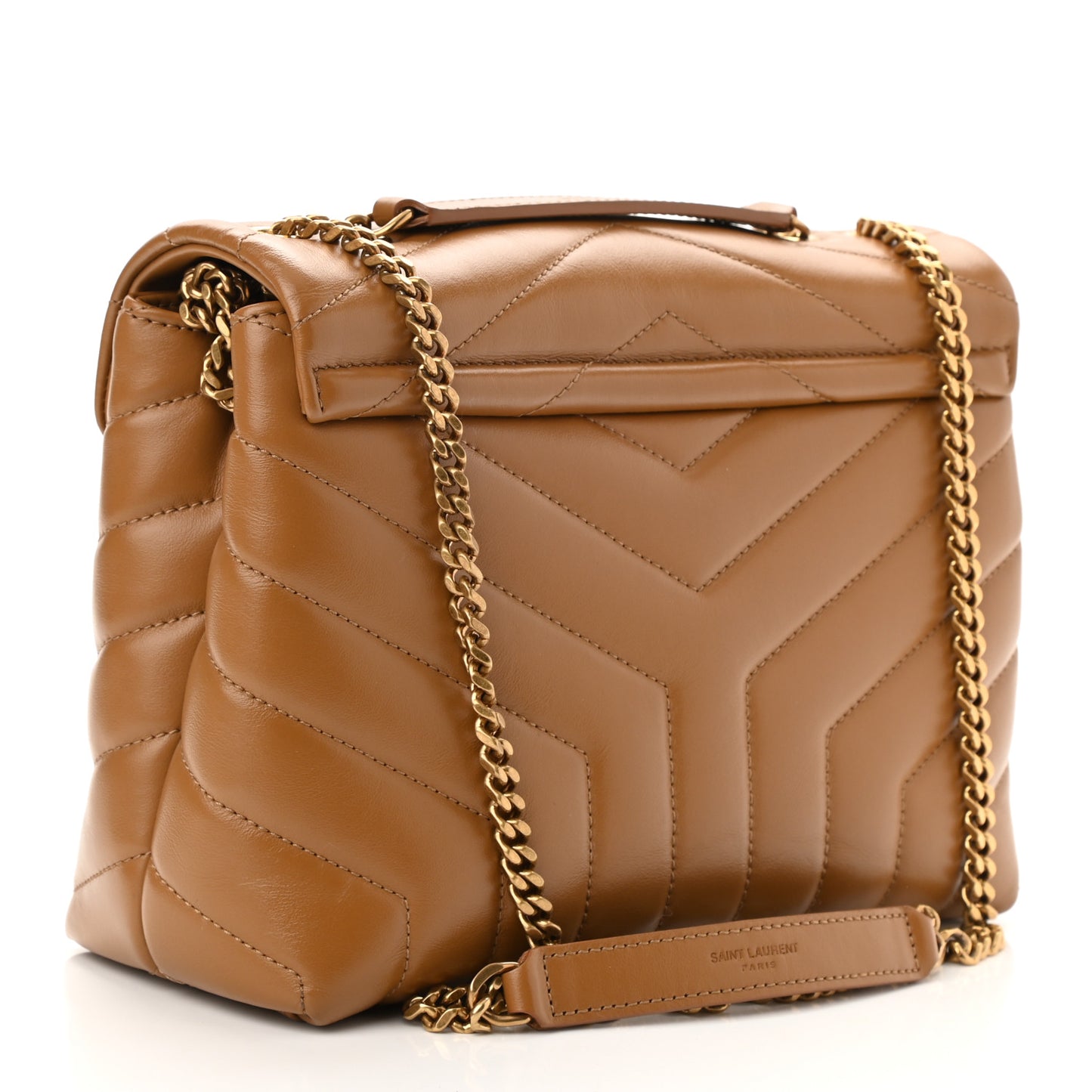 Calfskin Y Quilted Monogram Small Loulou Chain Satchel Dark Natural