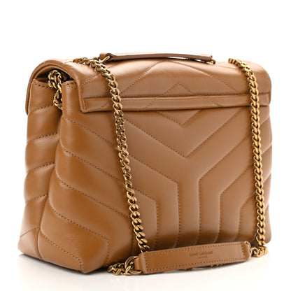 Saint Laurent Calfskin Y Quilted Monogram Small Loulou Chain Satchel Dark Natural 3 of 10