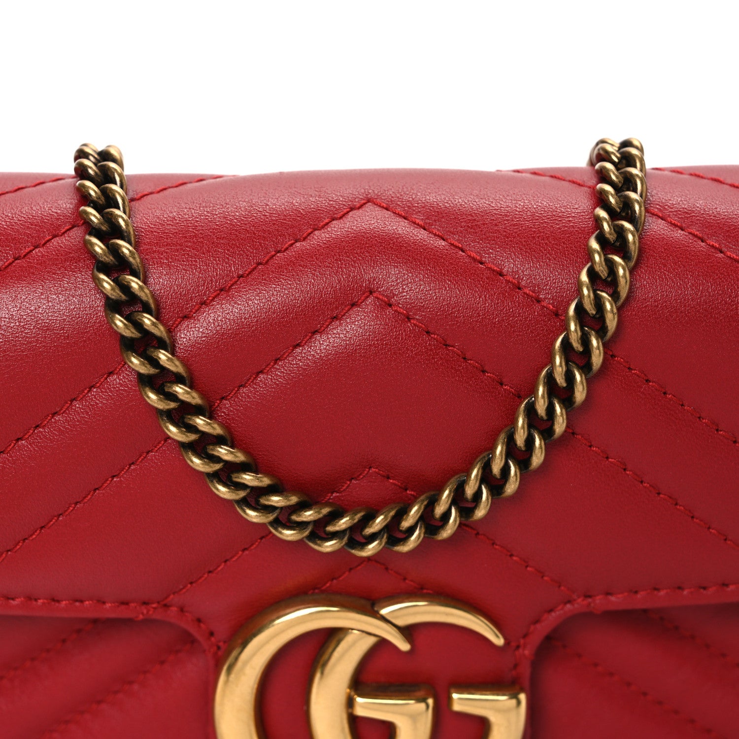 Gucci Calfskin Matelasse Super Mini GG Marmont Shoulder Bag Hibiscus Red 8 of 11