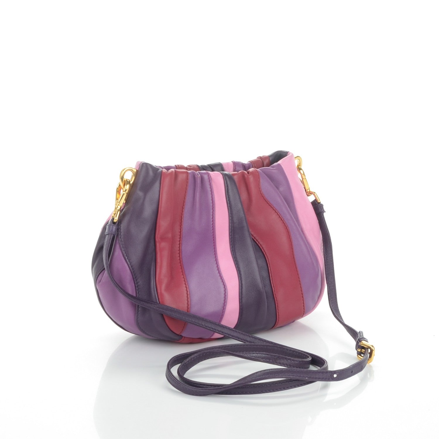 Prada Nappa Trembled Blossoms Stripes Crossbody Ibisco Viola 5 of 9