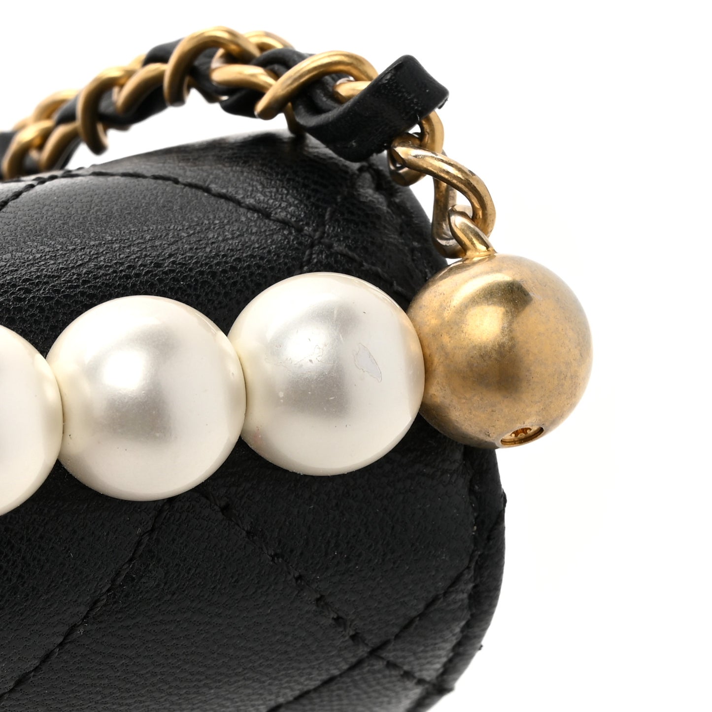 Lambskin Quilted Chic Pearls Flap Black