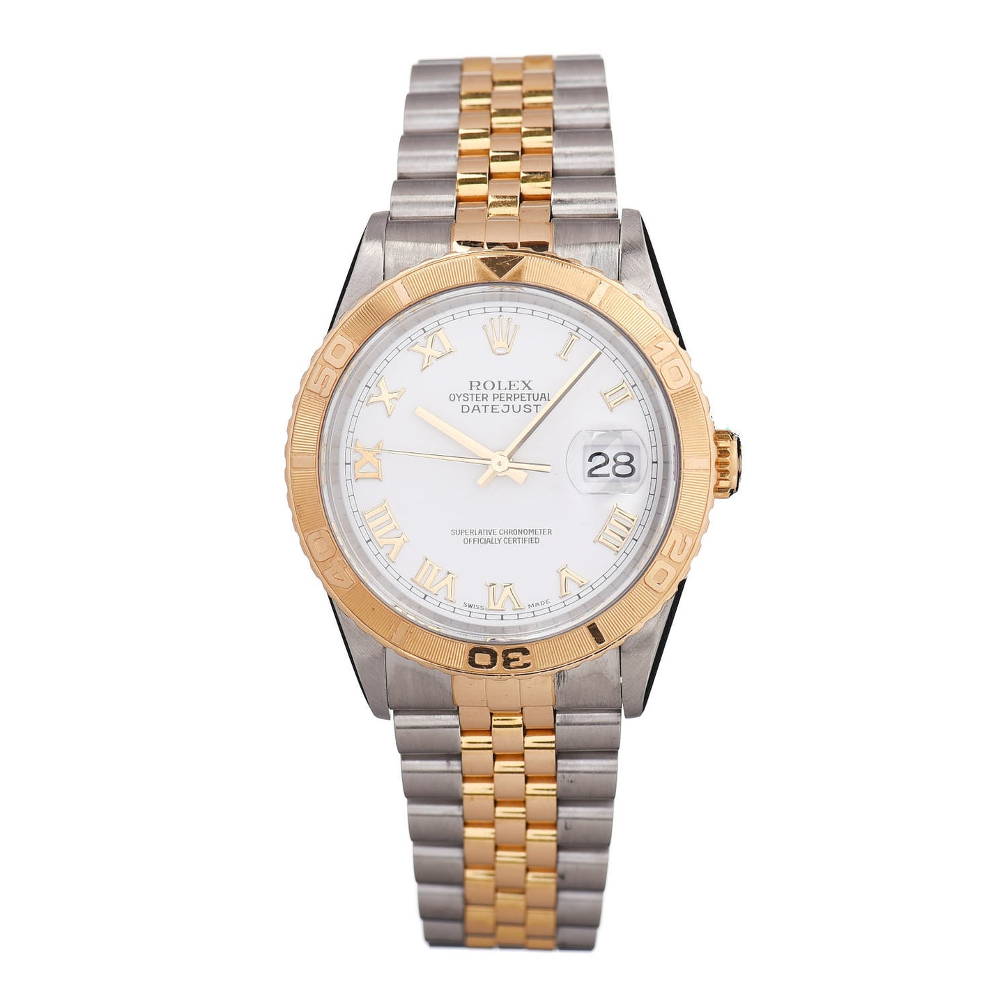 Stainless Steel 18K Yellow Gold 36mm Oyster Perpetual Datejust Watch White Roman 16263
