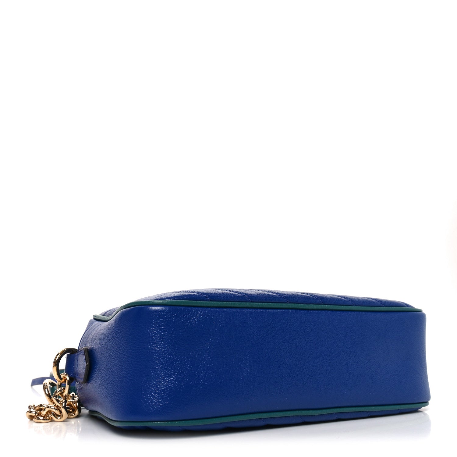 Gucci Azalea Calfskin Enamel Matelasse Diagonal Small Torchon GG Marmont Chain Shoulder Bag Imperial Blue Pavone 4 of 10