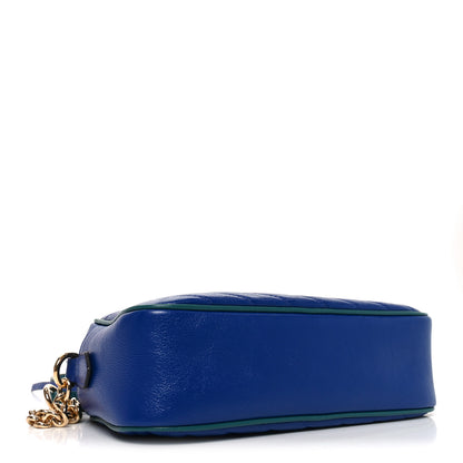 Gucci Azalea Calfskin Enamel Matelasse Diagonal Small Torchon GG Marmont Chain Shoulder Bag Imperial Blue Pavone 4 of 10