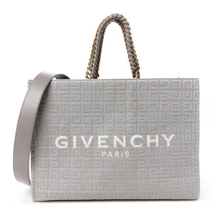 Givenchy Canvas Jacquard 4G Medium Chain Tote Stone Grey 1 of 10