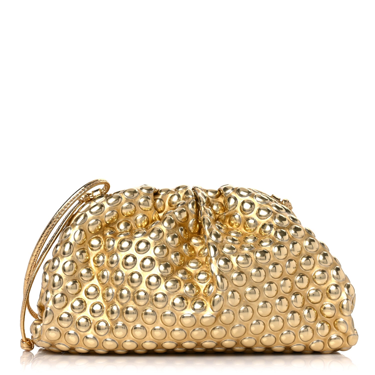 Bottega Veneta Metallic Fabric Bubble Wrap The Mini Pouch Gold 1 of 8