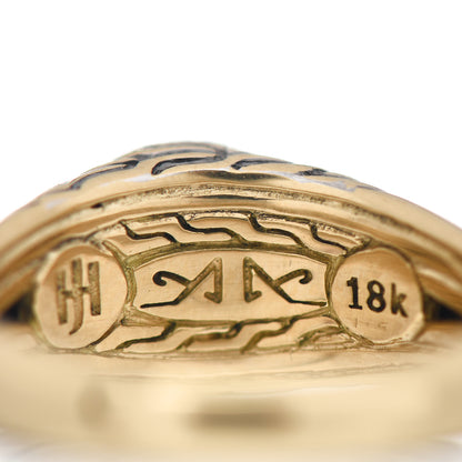 John Hardy X Adwoa Aboah 18K Yellow Gold Diamond Pink Tourmaline Pyrite Classic Chain Signet Ring 47 4 5 of 5