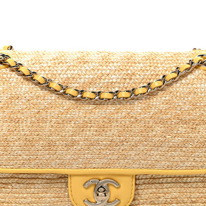 Chanel Raffia Lambskin Small Flap Bag Beige Yellow 7 of 9