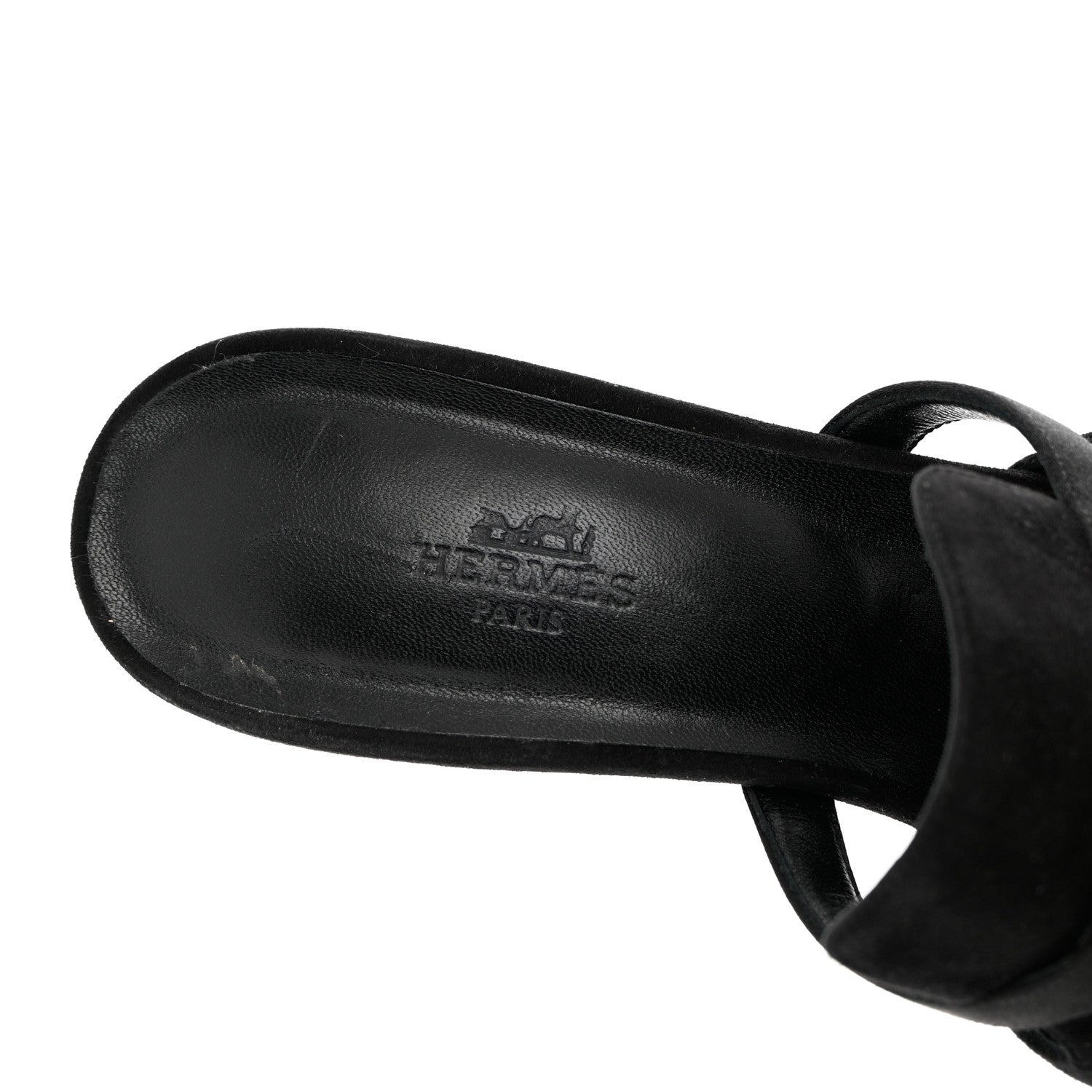 Hermes Suede Goatskin Satin Cute Sandals 39.5 Black 7 of 14