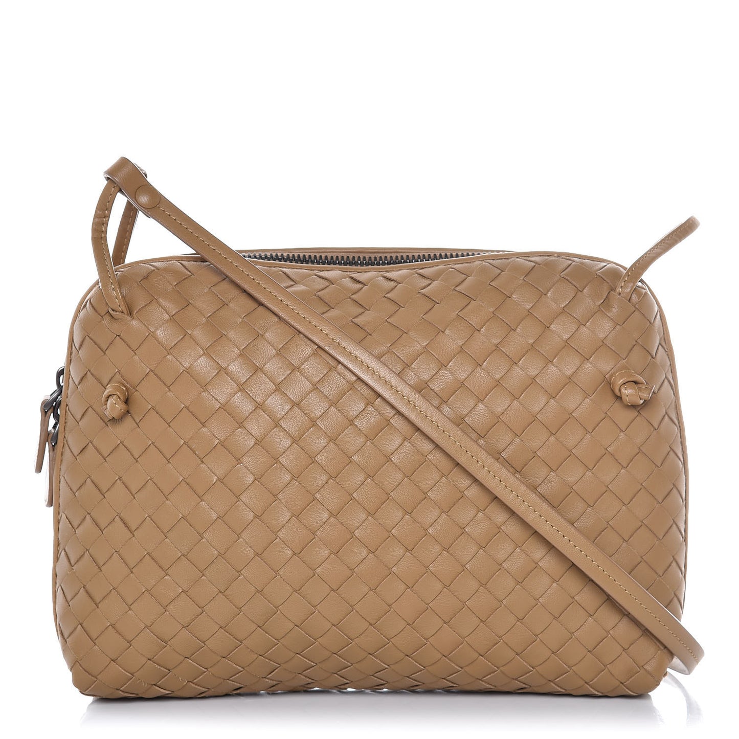Nappa Intrecciato Pillow Crossbody Messenger Camel