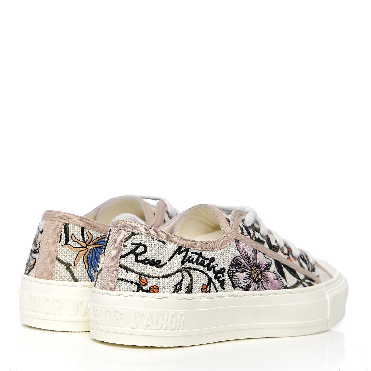 Canvas Rosa Mutabilis Embroidered Womens Walk'N'Dior Low Top Sneakers 36 Multicolor