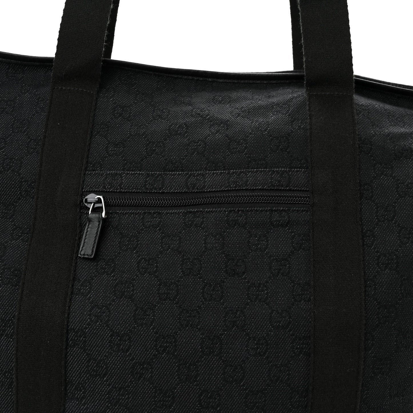 Denim Monogram Large Collapsible Travel Tote Black