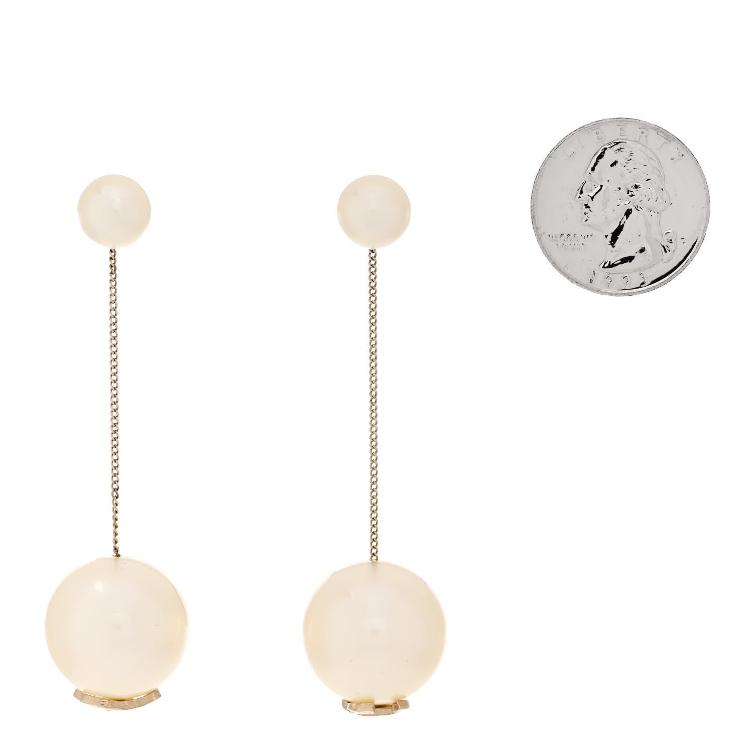 Chanel Pearl CC Chain Drop Earrings Gold 2 of 5