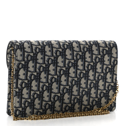 Christian Dior Oblique Saddle Chain Pouch Blue 3 of 9