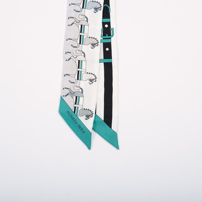 Hermes Silk Rocabar Twilly White Gris Perle Menthe 5 of 10