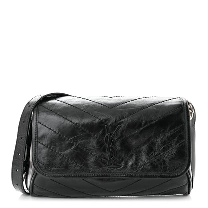 Saint Laurent Crinkled Calfskin Matelasse Monogram Niki Body Bag Black 1 of 9