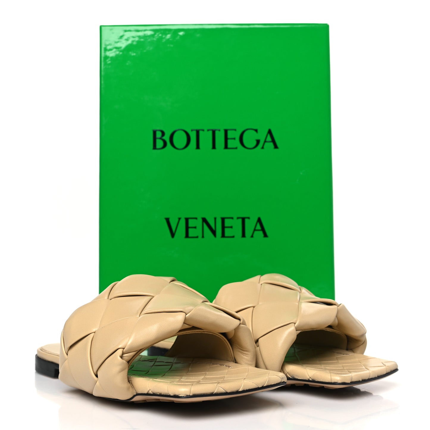 Nappa Maxi Intrecciato Lido Flat Sandals 37 Cane Sugar