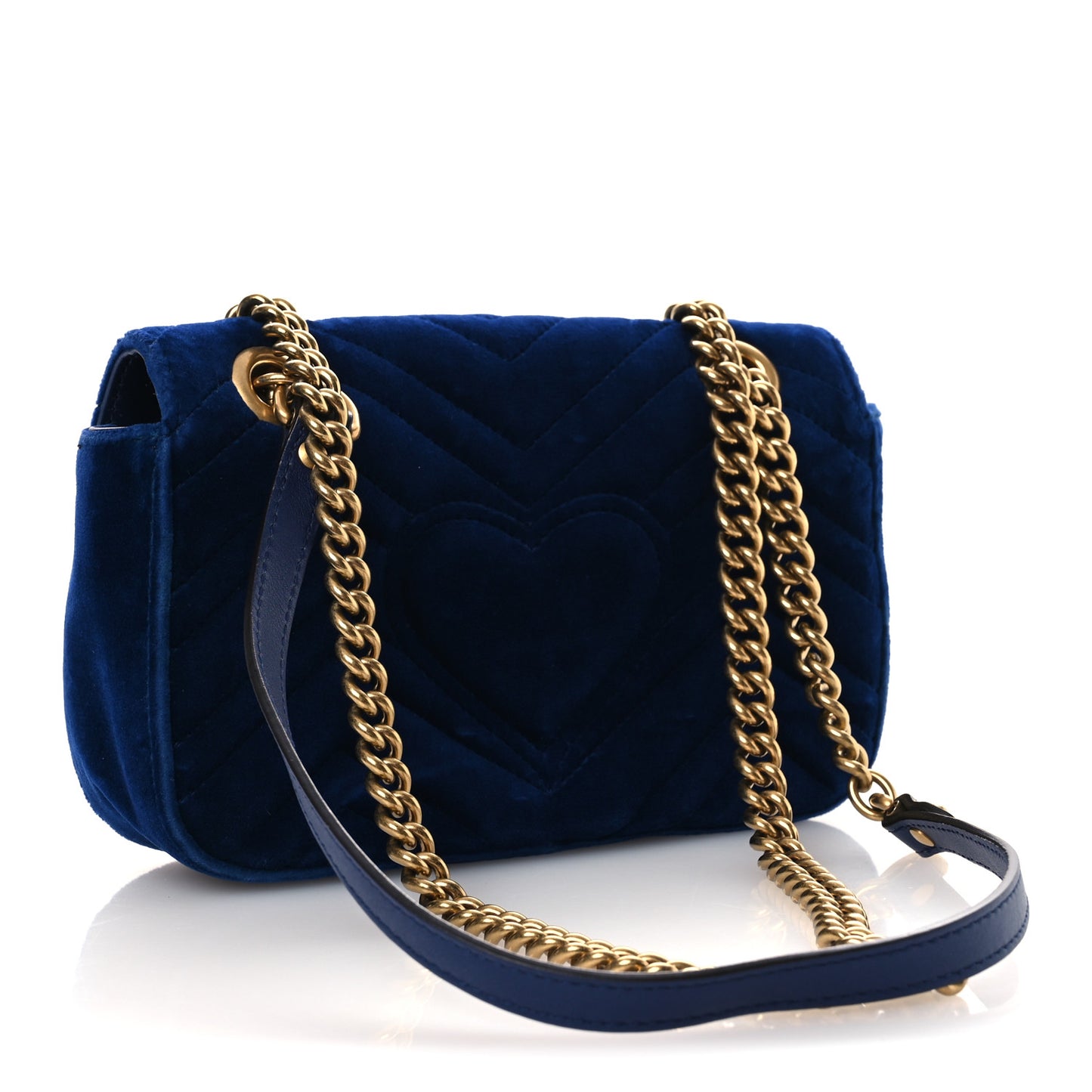 Velvet Matelasse Mini GG Marmont Shoulder Bag Cobalt Blue