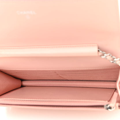 Chanel Metallic Caviar Quilted Vintage Mademoiselle Wallet On Chain WOC Light Pink 5 of 13