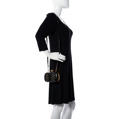 Alexander McQueen Calfskin Corset Skull Box Clutch Black 2 of 8