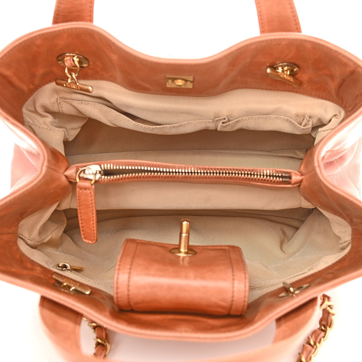 Calfskin Quilted In The Mix Small Shopping Tote Light Red