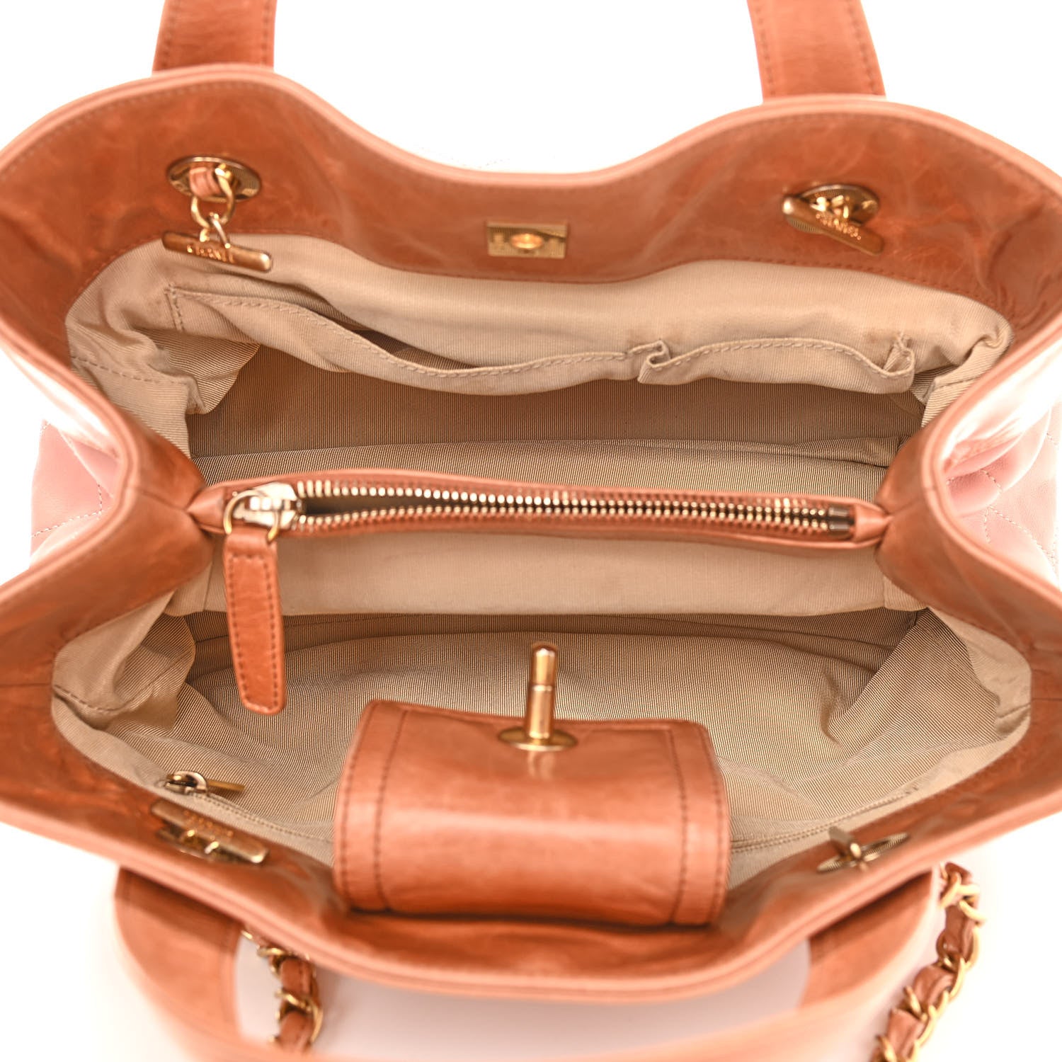 Chanel Calfskin Quilted In The Mix Small Shopping Tote Light Red 4 of 12